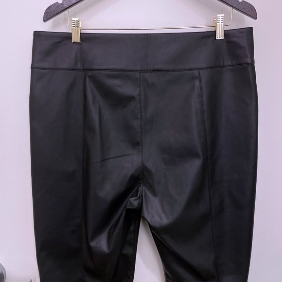 Alp N Rock Black Faux Leather Black Geneva Pant Slim Button Vegan XL Extra Large - Picture 5 of 8